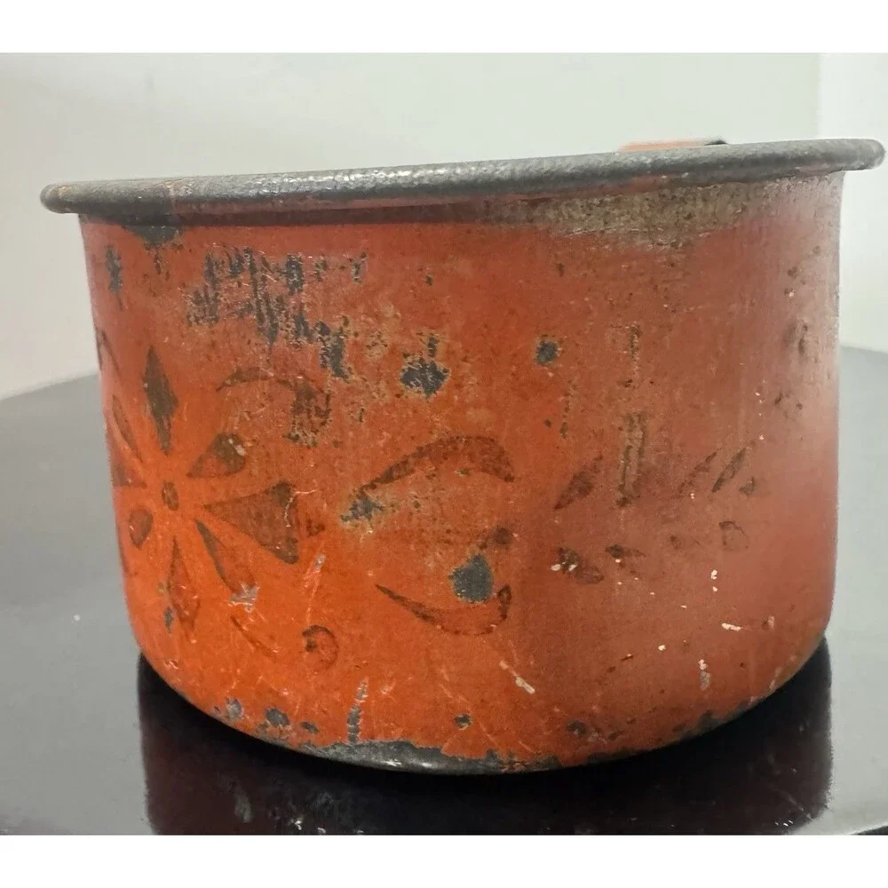 Antique 19th Century Painted Toleware Miniature Tin Mug Measure Primitive AAFA